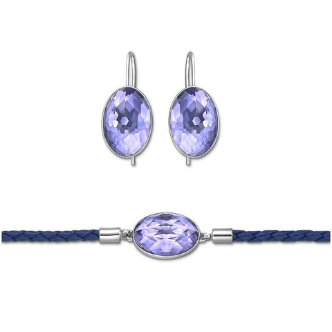 Swarovski Tanzanite Crystal Jewelry Set VANILLA Earrings & Bracelet #5033064