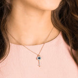 Swarovski Symbolic Necklace EVIL EYE AND KEY, Blue, Rose gold-tone -5437517