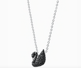 Swarovski ICONIC SWAN Pendant Necklace, Black, Rhodium -5347330