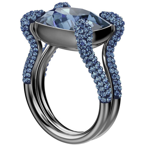 Swarovski Blue Crystal Cocktail Ring MAKE UP RECT