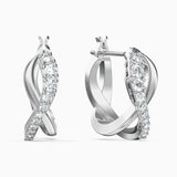 Swarovski Twist Necklace & Earrings Set, White, Rhodium Plated -5579790