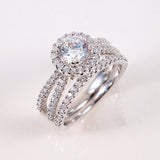 1.5ct Engagement Wedding Set 2 RINGS Signity CZ Pave/Prong Set Sterling Silver