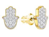 Swarovski HAMSA HAND Pierced Earrings Studs, White, Gold Tone -5390501