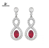 Swarovski Siam Red & Clear Crystal Pierced Earrings MILES #5039226