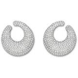 Swarovski Clear Crystal Pierced Earrings STONE Pave Circle Rhodium #5017145