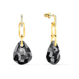 Swarovski T Bar Drop Earrings Medium, Gray, Gold-tone plated -5566148