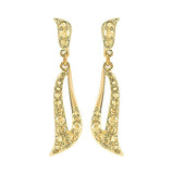 Swarovski Golden Shadow Crystal LEAF PIERCED EARRINGS Gold Plated #5073014