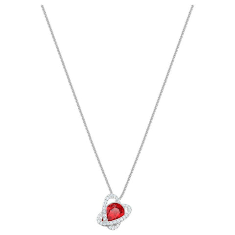 Swarovski Outstanding PEAR Pendant Necklace, Red & Clear, Rhodium -5455036
