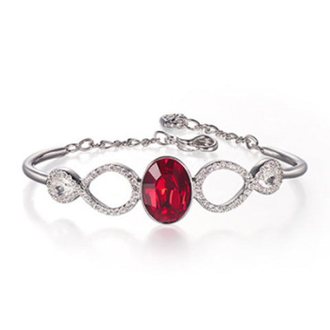 Swarovski Siam Red & Clear Crystal MILES BANGLE Bracelet Medium #5039225