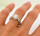 1ct Engagement Solitaire RING w/Accent Signity CZ Rhodium over Sterling Silver - Zhannel
 - 3