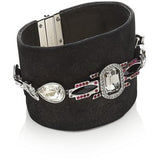Swarovski Black "Pony" leather w/ Crystals Bracelet Cuff 1110335 - Zhannel
 - 2