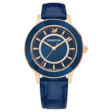 Swarovski OCTEA LUX Watch Leather strap, Blue, Rose-gold tone-5414413