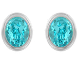 Swarovski Lt Turquoise Crystal Pierced Studs Earrings LASER Rhodium #5101257