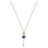 Swarovski Symbolic Necklace EVIL EYE AND KEY, Blue, Rose gold-tone -5437517