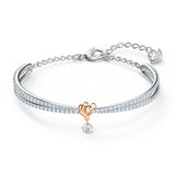 Swarovski Crystal and Rhodium Lifelong Heart Bangle Bracelet, Mixed color -5516544
