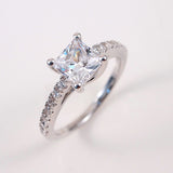 1ct Princess Cut Solitaire w/Accent Engagement Wedding Rings Set Silver CZ