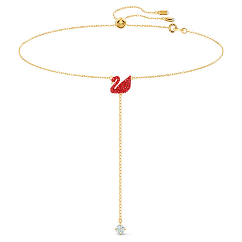 Swarovski Iconic Swan Y necklace Swan, Red, Gold-tone plated -5527408