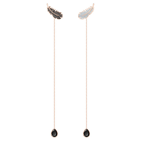 Swarovski Naughty Pierced Earrings Long, Black, Rose-gold -5495373