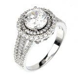 1.5ct Round Cut Solitaire w/Accent Engagement Ring Rhodium over Silver w/CZ