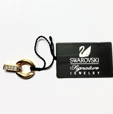 Vintage Swarovski Small Pave Jewelry Necklace Extender, Gold Tone -NEX961069