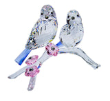 Swarovski Crystal Figurine BLUE TITS Bird Couple with Pink Flowers -5004727