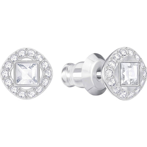 Swarovski Clear Crystal ANGELIC SQAURE Pierced Earring, Rhodium -5368146