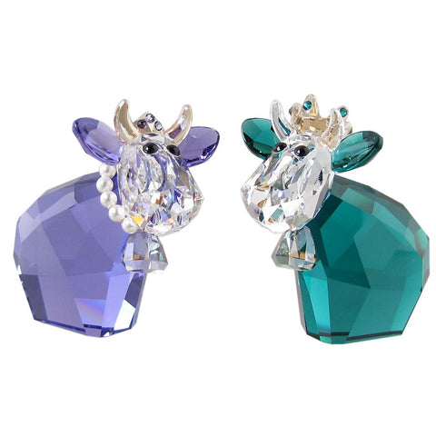 Swarovski Crystal Figurine Lovlot Cows Set of 2 KING & QUEEN MOs -5270746