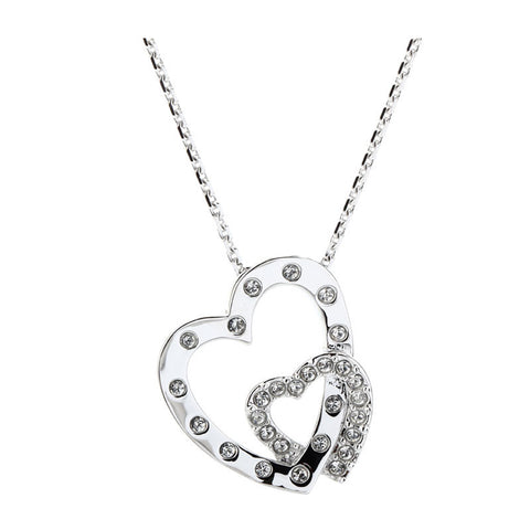 Swarovski Clear Crystal INTERLOCKED HEARTS Pendant Necklace Rhodium #5022442