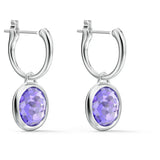 Swarovski Tahlia Hoop Earrings Round, Purple, Rhodium plated -5572586