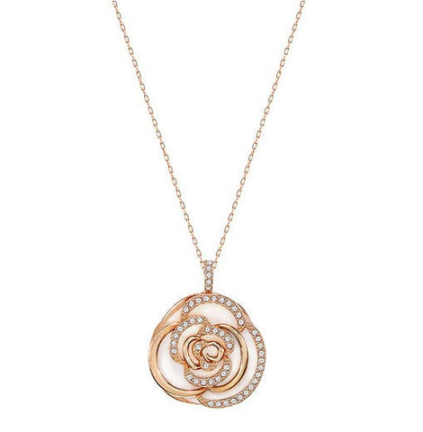 Swarovski Crystal Rose Flower Pendant Necklace ENDEARING Small Rose Gold #5187542