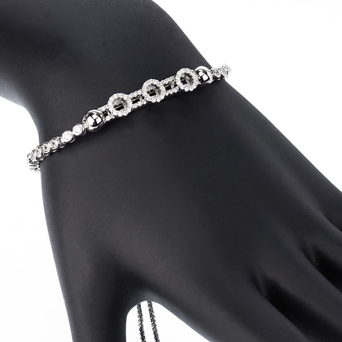Contemporary Modern OOO Bracelet with Moving Circles Sterling Silver CZ