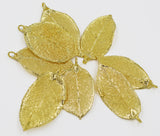 Real Leaf PENDANT with Chain ROSE Genuine LEAF in 24K Yellow Gold Necklace