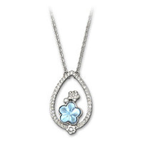 Swarovski Crystal Rollercoaster Flower Blue Pendant Necklace #1126677