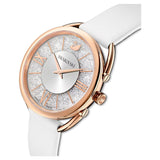 Swarovski Crystalline Glam Watch Leather strap, White, Rose gold-tone -5452459