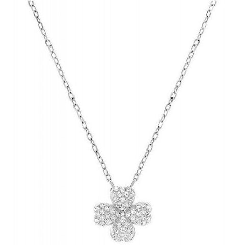 Swarovski Banjo Necklace Flower Pendant, White, Rhodium plated -5076856