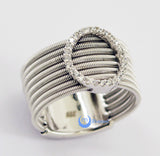 Contemporary Spiral O Circle Silver Fashion Ring YOLANDA Sterling Silver CZ