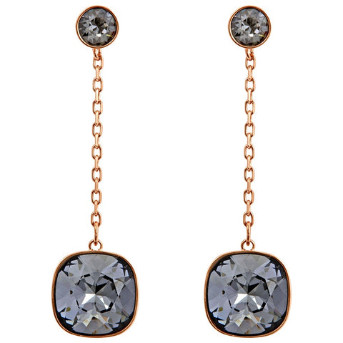Swarovski JEWELRY Pierced Earrings LATTITUDE Chain Jet Rose Gold -5373647