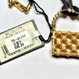 VINTAGE Swarovski Crystal Golden Purse Pendant on Cord Necklace, Black -102169