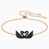 Swarovski Jewelry ICONIC SWAN Double Swan Bracelet, Black, Rose Gold - 5344132