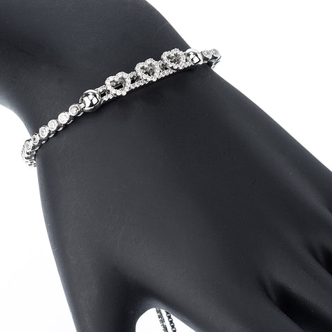 Contemporary Modern Bracelet HEARTS with Moving Hearts Sterling Silver CZ