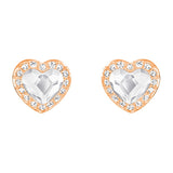 Swarovski Clear Crystal Pierced Studs Heart Earrings ENGAGES, Rose Gold -5285408