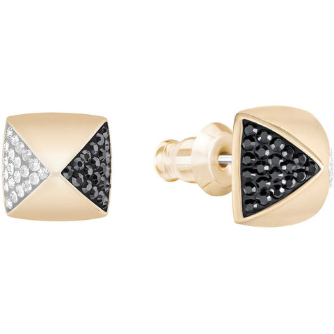 Swarovski Pierced Earrings GLANCE, Clear & Jet, Rose Gold- 5272101
