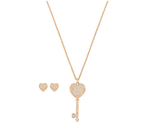 Swarovski Jewelry Set, Necklace & Earrings, ENGAGED SET, Small, Rose Gold -5281048