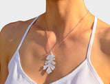 Real Leaf PENDANT Lacey OAK Dipped in Silver Genuine Leaf