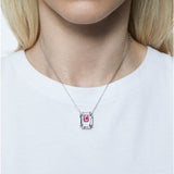 Swarovski Chroma Necklace Octagon Cut, Pink, Rhodium Plated -5608647