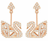 Swarovski Women's Pierced Earrings Facet Swan, Rose Gold tone - 5358058