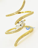 Spiral Fashion Ring PAMELA Signity CZ Pave/Prong Set Gold over Sterling Silver