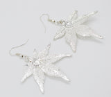 Real Leaf Hook Drop Earrings Japanese Maple Dipped in Silver Genuine Leaf