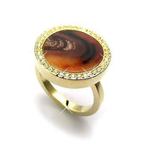 Swarovski Crystal MAESTRO Gold Ring with Tiger Brown Natural Stone