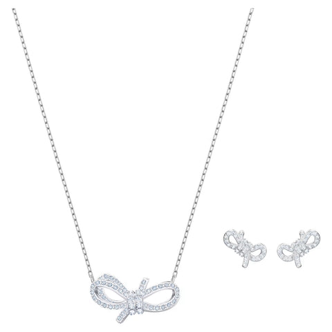 Swarovski Ladies Lifelong Bow Set Pendant Necklace & Earrings, Rhodium - 5470594